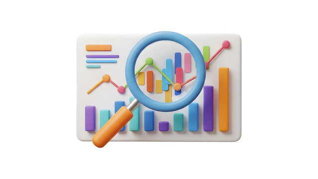3d icon representing data analysis and business growth isolated on transparent background