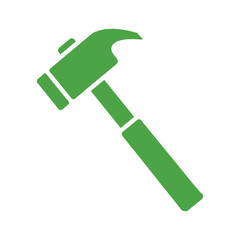 Green hammer icon on white background