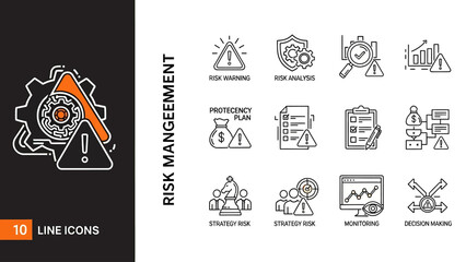Risk Management and Strategy Icons for Business Operations.