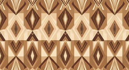 Geometric Pattern of Interlocking Diamonds and Triangles in Earth Tones