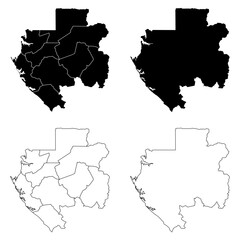 Gabon Outline and Solid Fill Map Set.
