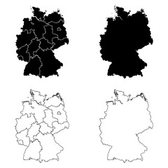 Germany Outline and Solid Fill Map Set.
