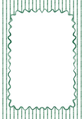 Decorative frame with sage striped background. Hand drawn greeting card.