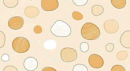 Organic pebble shapes with subtle wavy lines on a neutral background pattern design