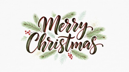 Elegant lettering of Merry Christmas with botanical accents for festive celebrations