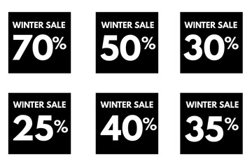 Winter sale tags, vector set of sale labels