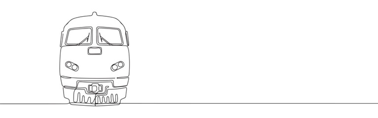 Continuous one line drawing of a train front view. Vector illustration of modern railway vehicle isolated on white background. Minimalist travel concept © drawing lines