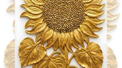 Gilded Sunflower Decoration on White Background
