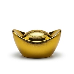 Chinese Gold Ingot on White Background