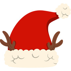 Santa Hat with Reindeer Antlers Illustration