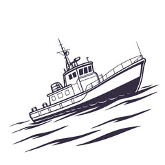 Obraz premium Navy ship floating on minimal waves boat vessel water