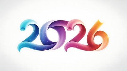 Colorful 2026 numbers on white background