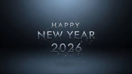 Happy new year 2026 celebration with shiny text on dark background
