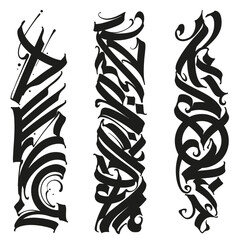 Hand drawn calligraphic ornament. Abstract decorative element vector set for design