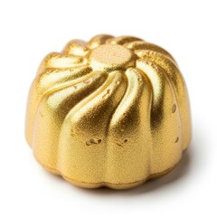 Golden Bundt Cake Isolated on White Background