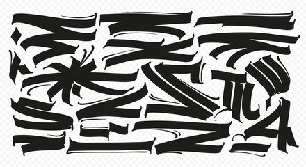 Hand drawn underline set. Abstract calligraphy collection of curved stripe vector elements.