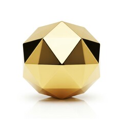 Abstract Golden Geometric Icosahedron on White Background