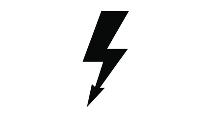 A simple black lightning bolt illustration on a white background