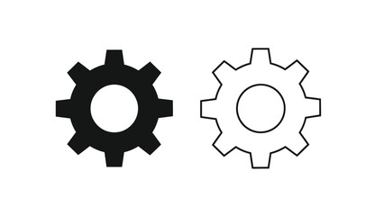 Two gears one black and one white side by side simple illustration