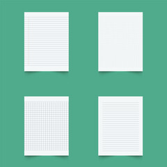 Set of blank sheets of lined, square grid and dotted paper in a5 format. Paper templates for notes, writing, sketching, and journaling. Ideal for school, office and work. 