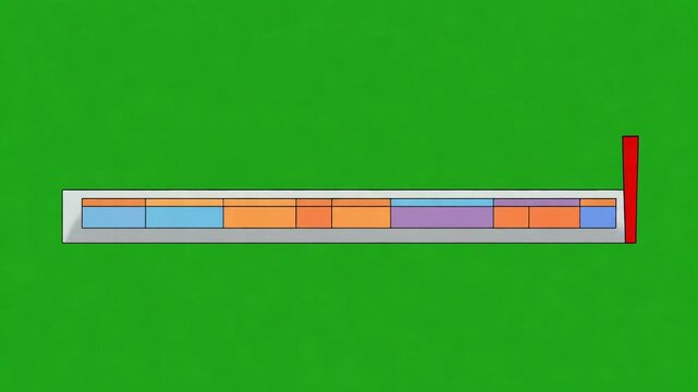 Horizontal Timeline Progress Bar with Indicator Animation on Green Screen Background