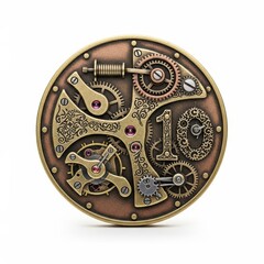 Steampunk Inspired Clockwork Design on White Background