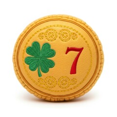 Lucky Charm Decorative Pillow With Cloverleaf and Number Seven