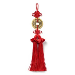 Lucky Chinese Knot With Coin and Red Tassels for Good Fortune