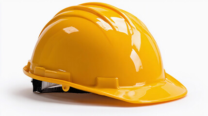 Fototapeta premium Yellow hard hat placed on a white surface in a studio setting