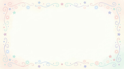 Pastel Star Fairy Frame　Soft Whimsical Border with Stars, Curly Lines and Copy Space