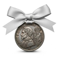 Silver Coin of Frederick Vii of Denmark With White Bow