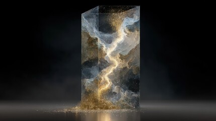 Abstract Energy Sculpture with Lightning Effect.