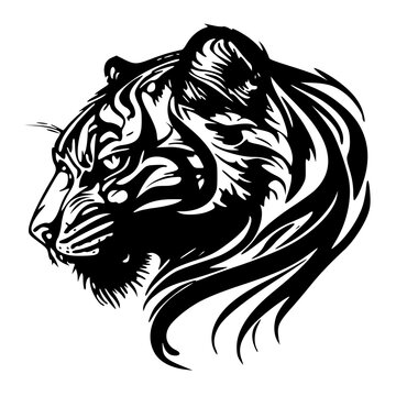 tiger head vector , vector illustration head tiger , Tiger silhouette 