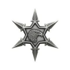 Metal Star With Eagle Head Design Isolated on White