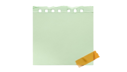 Isolated light green note paper with adhesive tape for notice or reminder or invitation