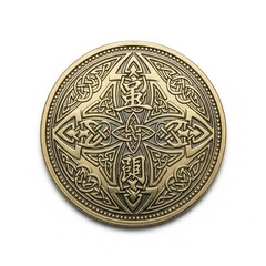 Celtic Design Medallion With Chinese Characters Isolated on White
