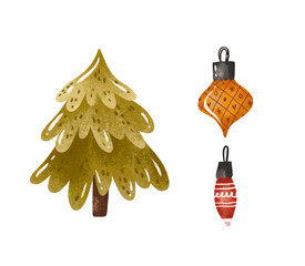 Christmas spruce tree hand drawn illustration