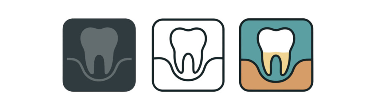 dental care tooth xray icon showing roots and jaw contour