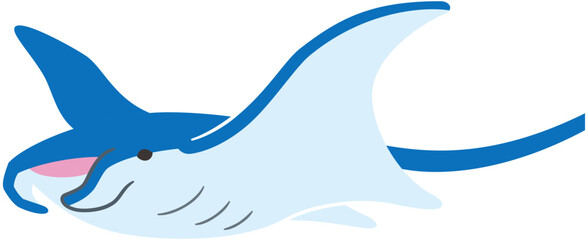 泳ぐ魚類のエイのイラスト素材 © SO TERADA