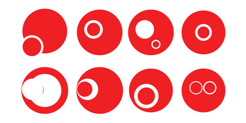 Red Circular Mask Transition Shapes Set Animated Wipe Motion Graphics Elements