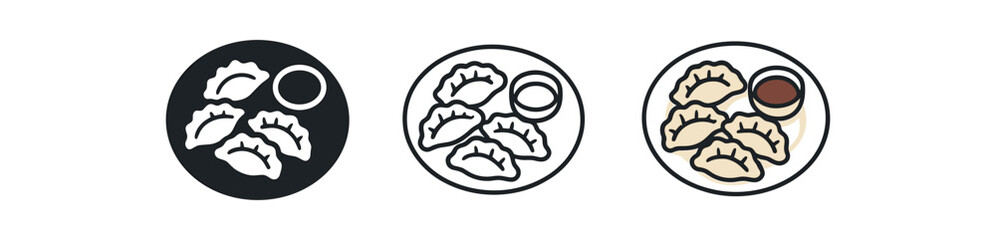Obraz premium food plate of dumplings with dipping sauce