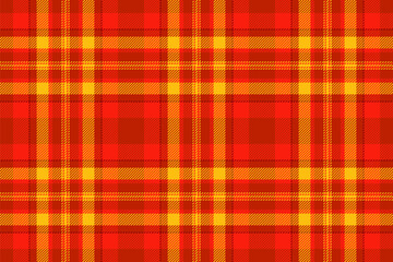 School pattern seamless plaid, idyllic vector textile check. Bandana tartan texture fabric background in bright and red colors.