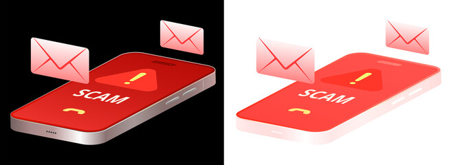 PNG - Digital Scam Warning on Mobile Phone Screen - Cyber Security Alert Interface with Technology Transparent Background