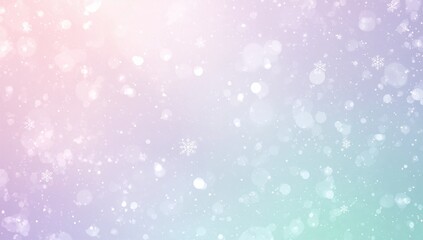 Displaying pastel digital background featuring white snowflake icons and translucent light orbs