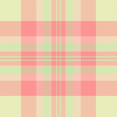 Trend tartan textile texture, romantic vector background check. Oriental fabric pattern plaid seamless in light and red colors.