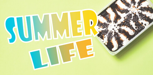 Summer life and ice cream, poster 