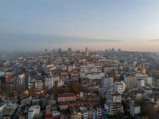 Fototapeta premium Istanbul city skyline with galata tower at sunrise