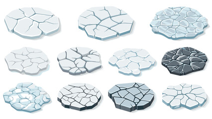 Cracked ice textures collection for winter designs and games