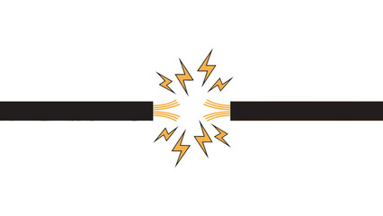 Electricity surges through broken wire