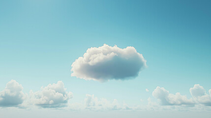 Single Fluffy Cloud in Clear Blue Sky with Copy Space